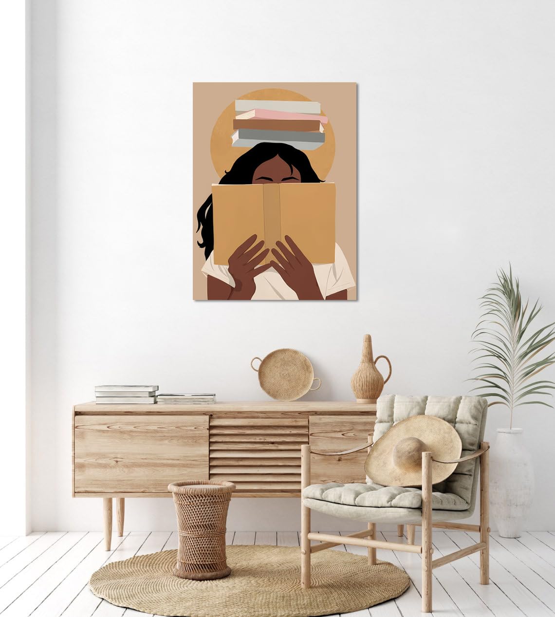 African American Boho Wall Art, Black Women Art Framed, Book Lover Art, Black Girl Canvas Print, African American Canvas Art Wall Decor, Woman Reading Book Art, African American Girl Boho Posters