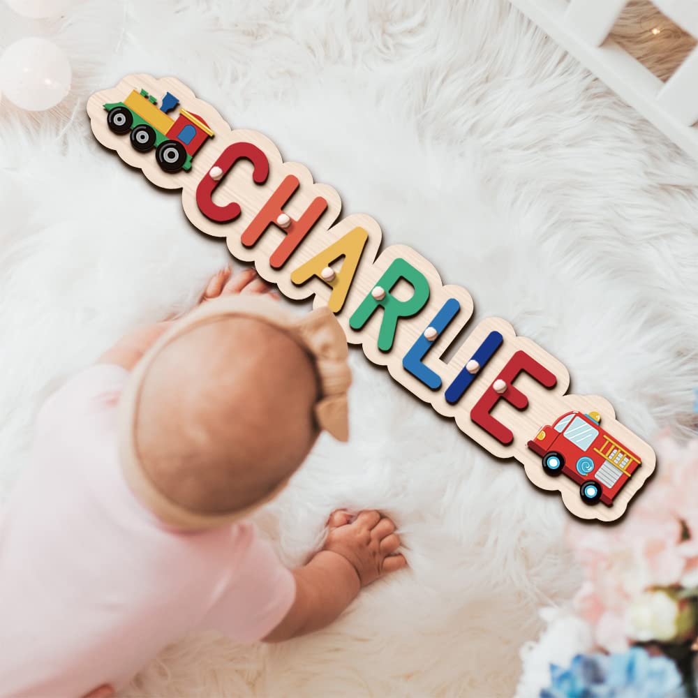 Personalized Name Puzzle for Kids, Personalized Baby Gifts Custom Name Puzzles for Toddlers 1-3 Animal Puzzle, Customized 1st Birthday for Girls & Boys Wooden Puzzle Montessor Toys for Kids