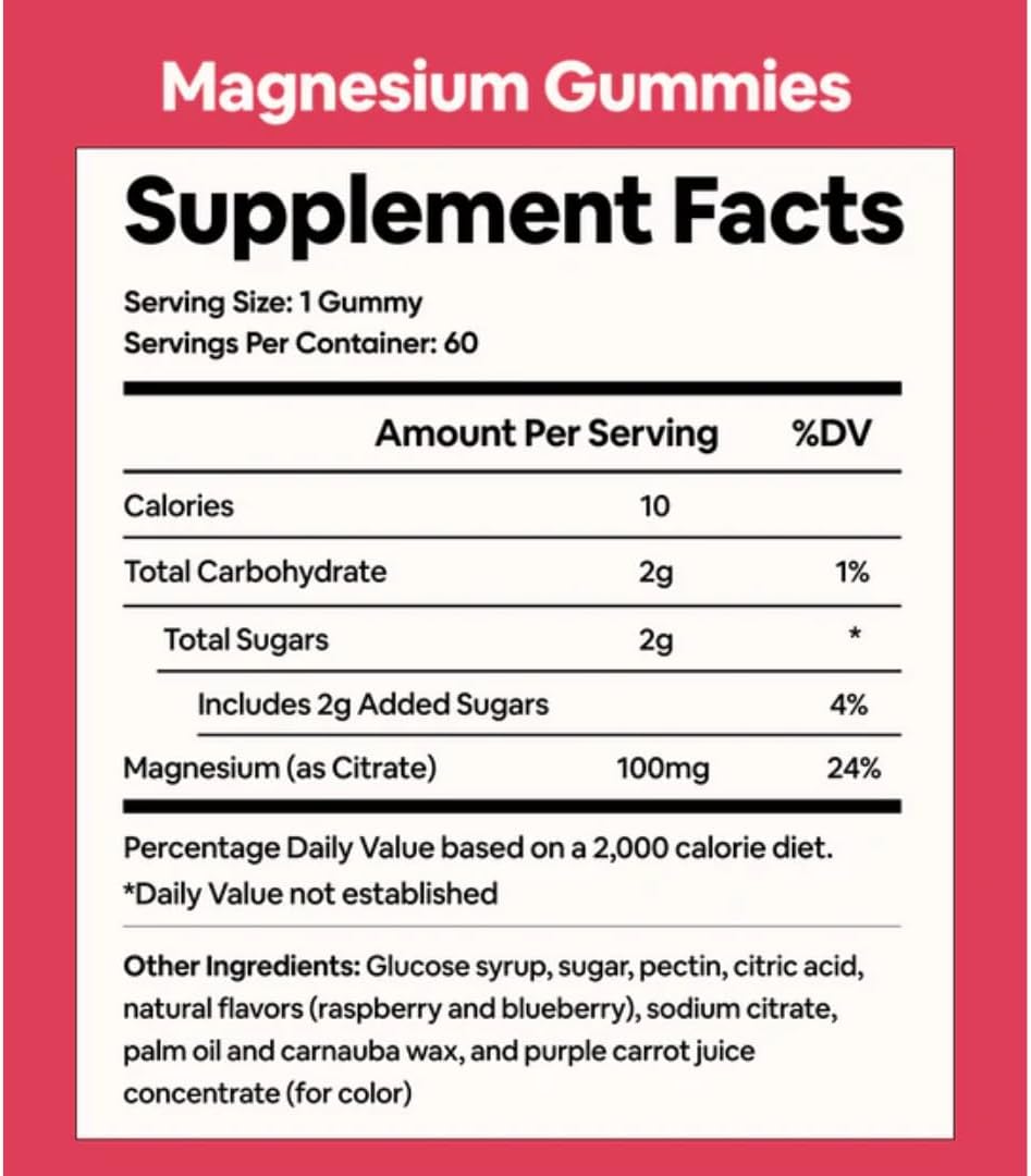 Black Girl Vitamins - Magnesium Gummies, for Sleep, Immunity, and Bone Support. Magnesium Citrate Supplement with (100mg) per Serving, Gluten-Free (Mixed Berry). 60ct