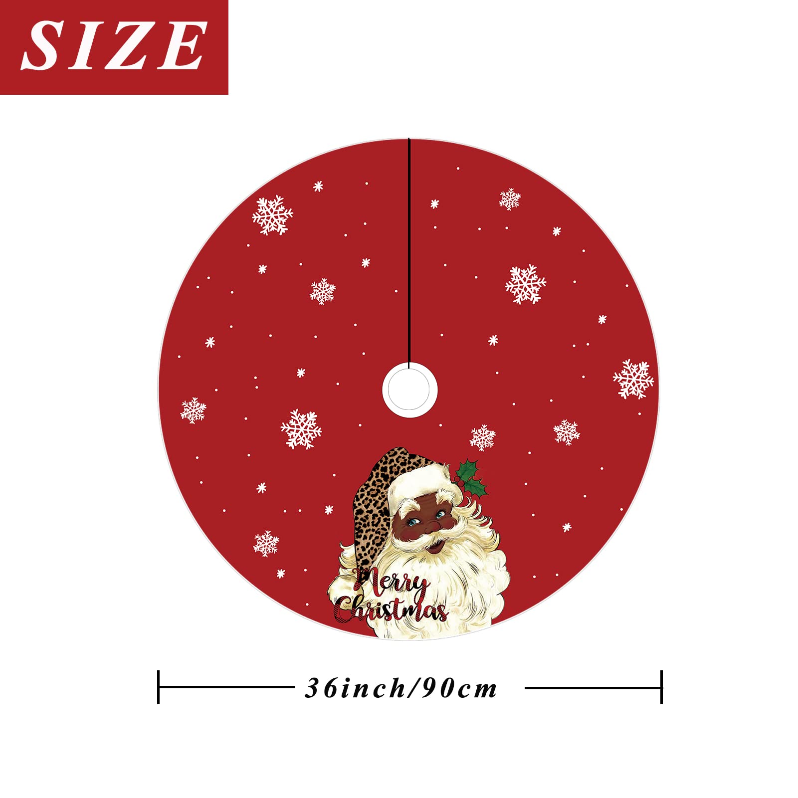 Christmas Tree Skirt Black Snowflake Black Santa African American Santa Tree Skirt 48inch Xmas Winter Tree Skirt for Christmas Indoor Outdoor Decorations