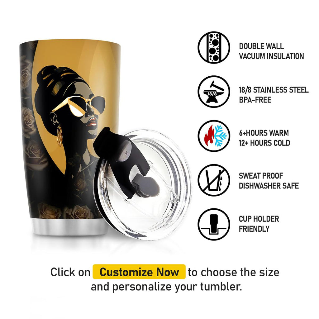 Sistabag - Coffee Tumbler For Black Women - Birthday, Mother's Day, Christmas Gifts For Women, Pride Tumbler For Woman (She Who Kneels Before God, 20 Oz)