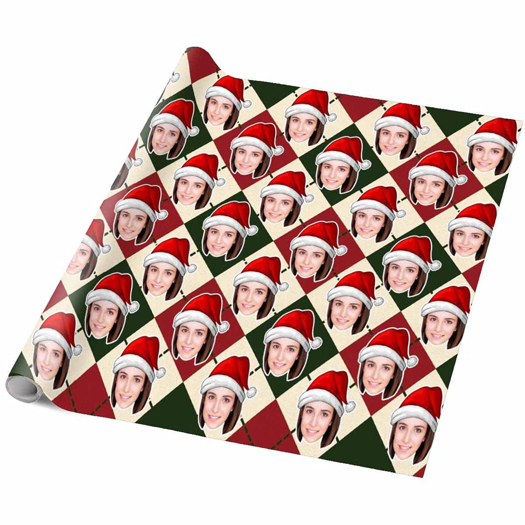 InterestPrint Custom Photo Wrapping Paper Merry Christmas with Christmas hat Wrapping Paper Custom Name Gift Wrap Roll Perfect for Birthdays 58"x 23"
