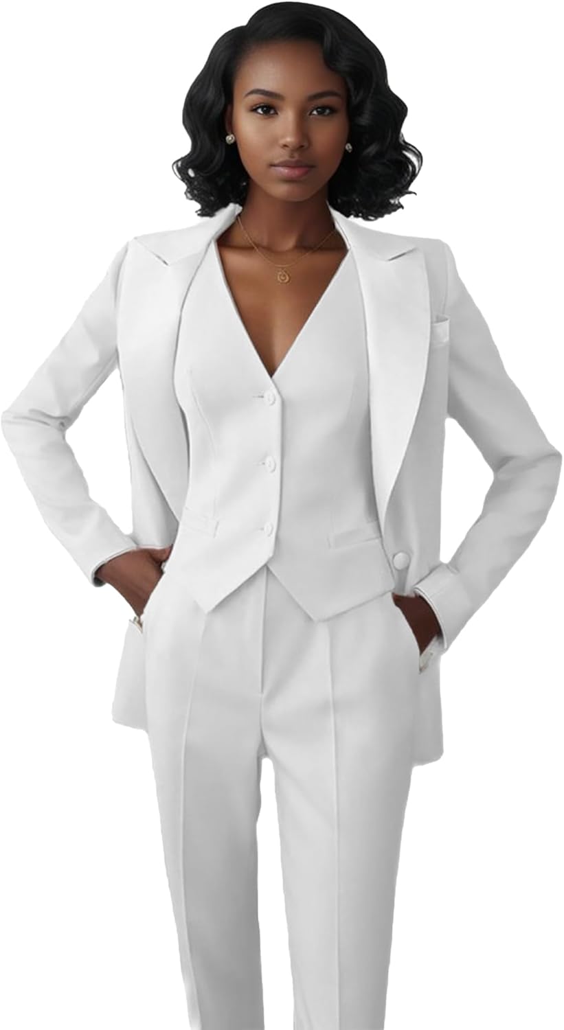 Women's Suiting Pantsuit Business Casual Outfits Women Work Office Pant Suits for Women 3 Piece Set