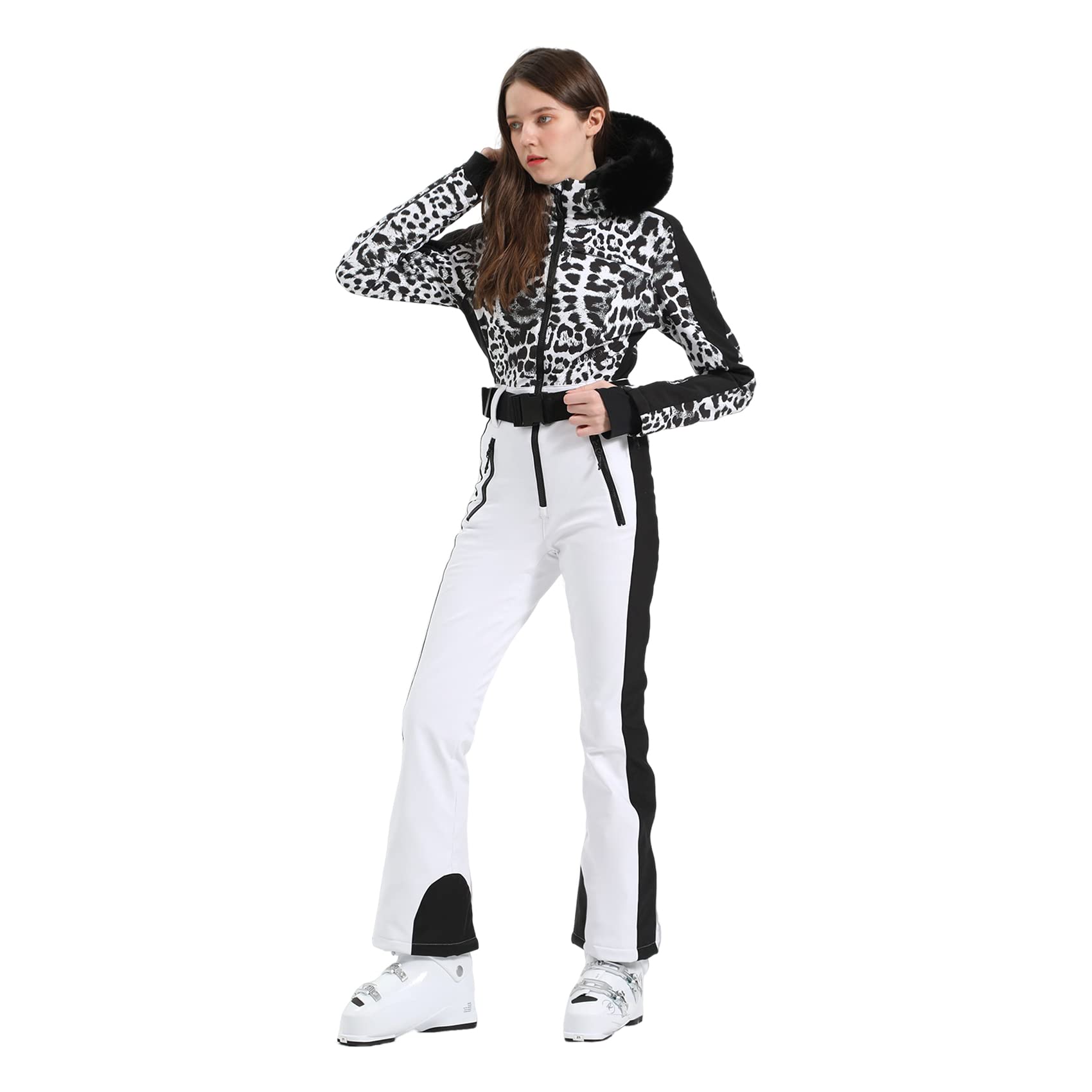 IMPHUT Women's One Piece Ski Suits Slim Waterproof Jumpsuits Windproof Snowsuit Insulated Ski Jumpsuit Skiing Sports