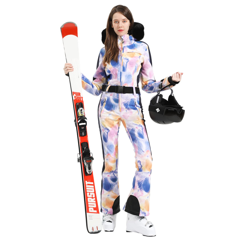 IMPHUT Women's One Piece Ski Suits Slim Waterproof Jumpsuits Windproof Snowsuit Insulated Ski Jumpsuit Skiing Sports