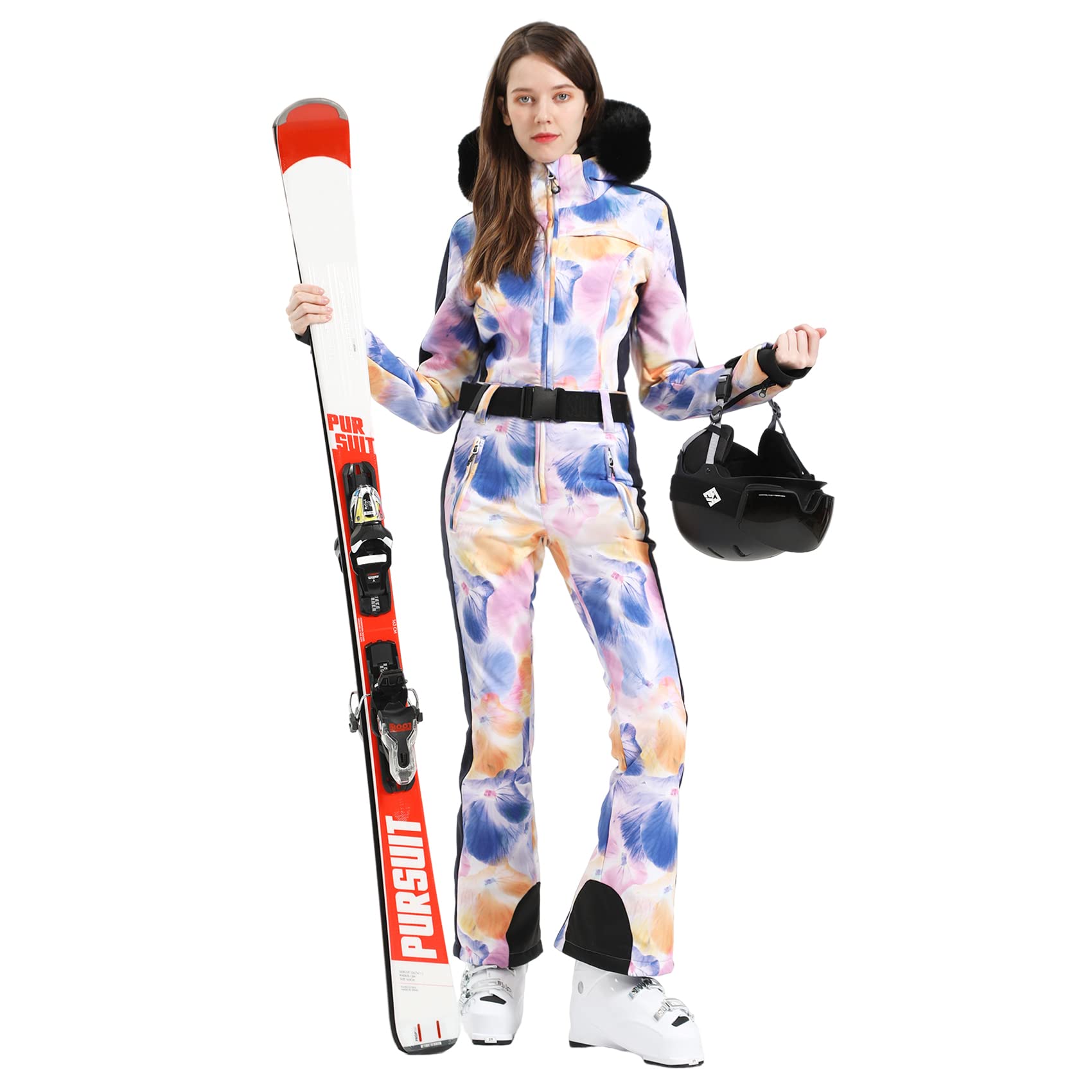 IMPHUT Women's One Piece Ski Suits Slim Waterproof Jumpsuits Windproof Snowsuit Insulated Ski Jumpsuit Skiing Sports