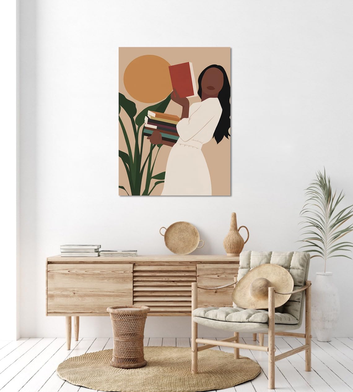 African American Boho Wall Art, Black Women Art Framed, Book Lover Art, Black Girl Canvas Print, African American Canvas Art Wall Decor, Woman Reading Book Art, African American Girl Boho Posters