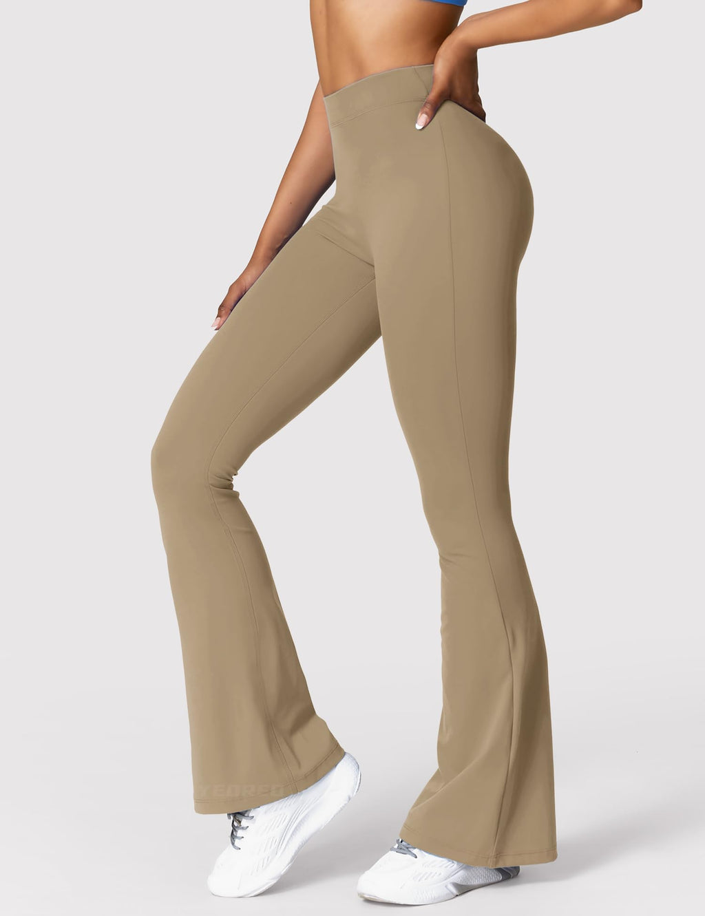 YEOREO Scrunch Flare Leggings Daze V Back Butt Lifting Wide Leg High Waist 31.5" Gym Workout Yoga Pants