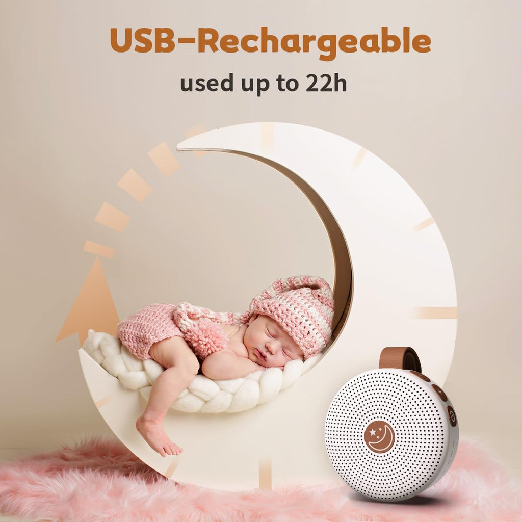 Mini Shushing Sound Machine Portable Baby White Noise Machine Brown Noise Machine 30 Soothing Sounds for Kids Adults Auto-Off Timer 32 Volume Levels Battery Sleep Machine for Home Office Privacy