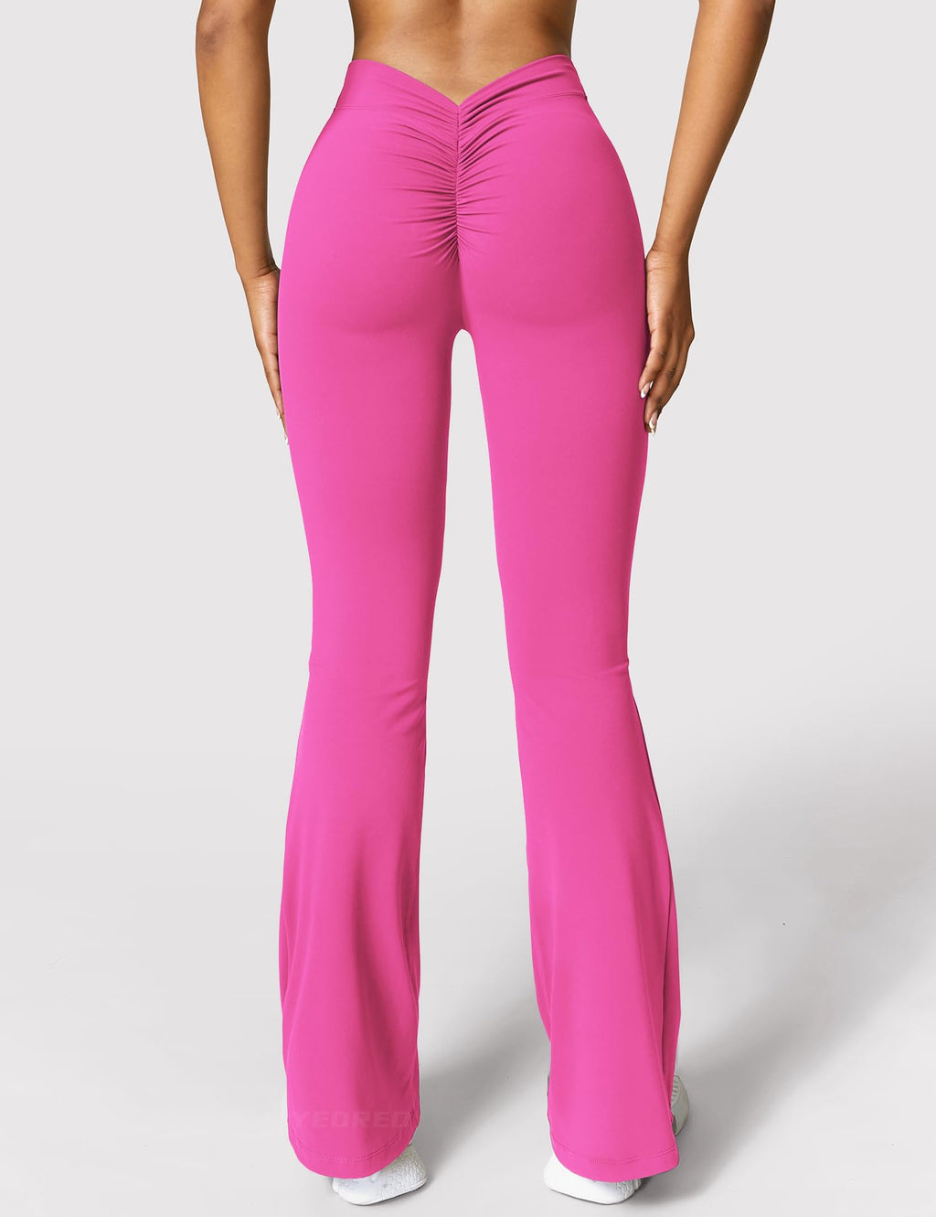 YEOREO Scrunch Flare Leggings Daze V Back Butt Lifting Wide Leg High Waist 31.5" Gym Workout Yoga Pants
