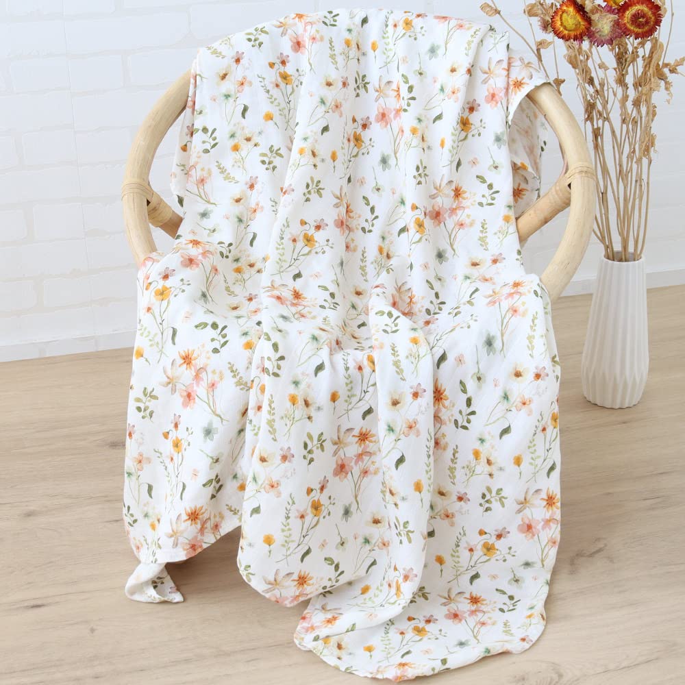 LifeTree Muslin Swaddle Blankets, Baby Swaddling Wrap Nursery Blanket Unisex, Soft 70% Viscose from Bamboo and 30% Cotton, Large 47 x 47 inches, Bear & Checkered Swaddle Blanket