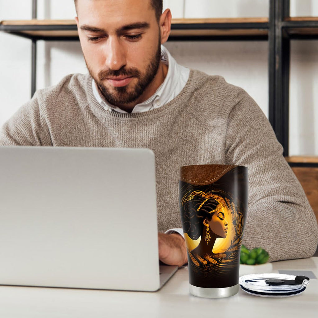 Sistabag - Coffee Tumbler For Black Women - Birthday, Mother's Day, Christmas Gifts For Women, Pride Tumbler For Woman (She Who Kneels Before God, 20 Oz)