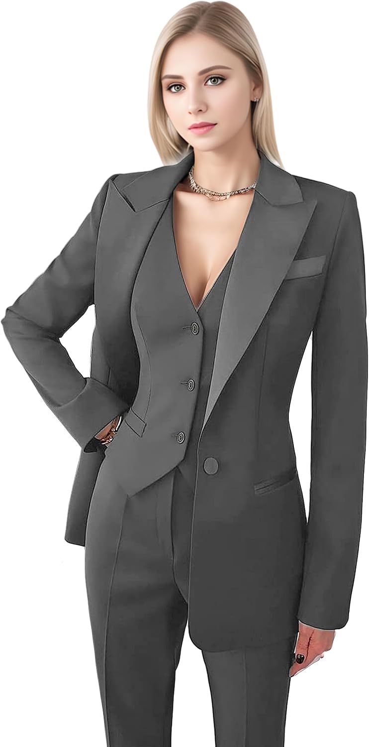 Women's Suiting Pantsuit Business Casual Outfits Women Work Office Pant Suits for Women 3 Piece Set