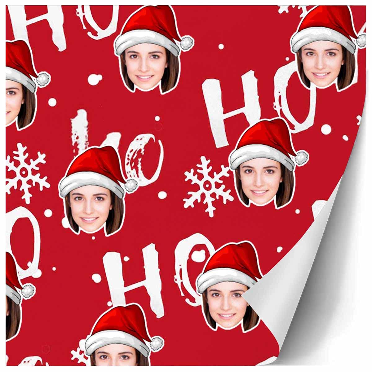 InterestPrint Custom Photo Wrapping Paper Merry Christmas with Christmas hat Wrapping Paper Custom Name Gift Wrap Roll Perfect for Birthdays 58"x 23"