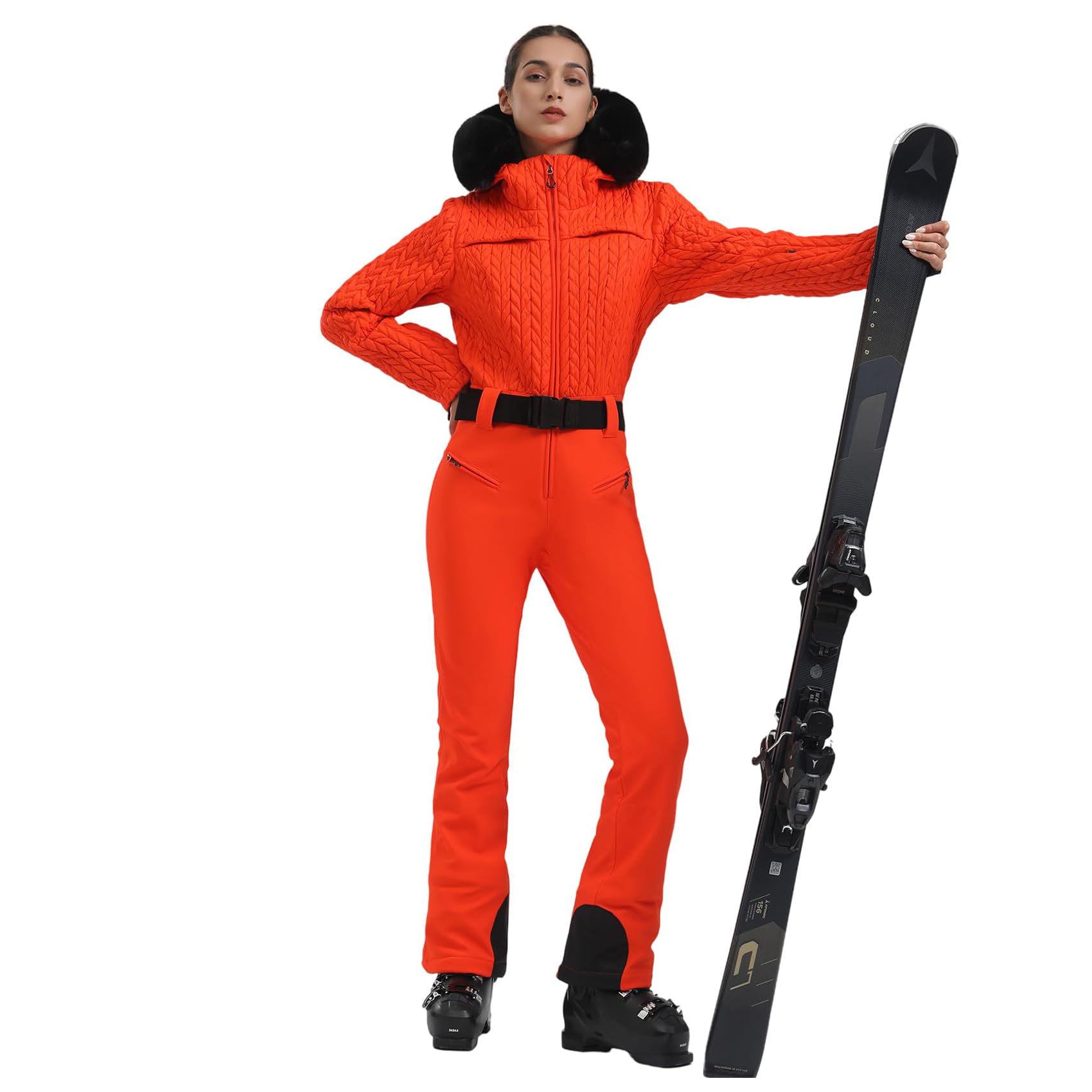 GSOU SNOW Ski Suit Women Snowsuit Slim One Piece Jumpsuit Snow Jackets Waterproof Winter Windproof Outdoor Sports Warm