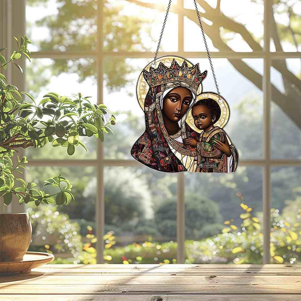 Black Art African American Ornaments Decor for Window Hanging - African American Gifts for Women Men - African American Home Kitchen Room Christmas Decorations - 2D Flat Acrylic Ornament