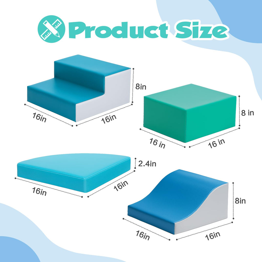 4-Piece Soft PU Leather Toddlers Climbing Toys, Baby Foam Climbing Blocks for Toddlers 3, Foam Play Gym Climbing Structures, Indoor Climb and Crawl Activity Play Set (White and Coffee)