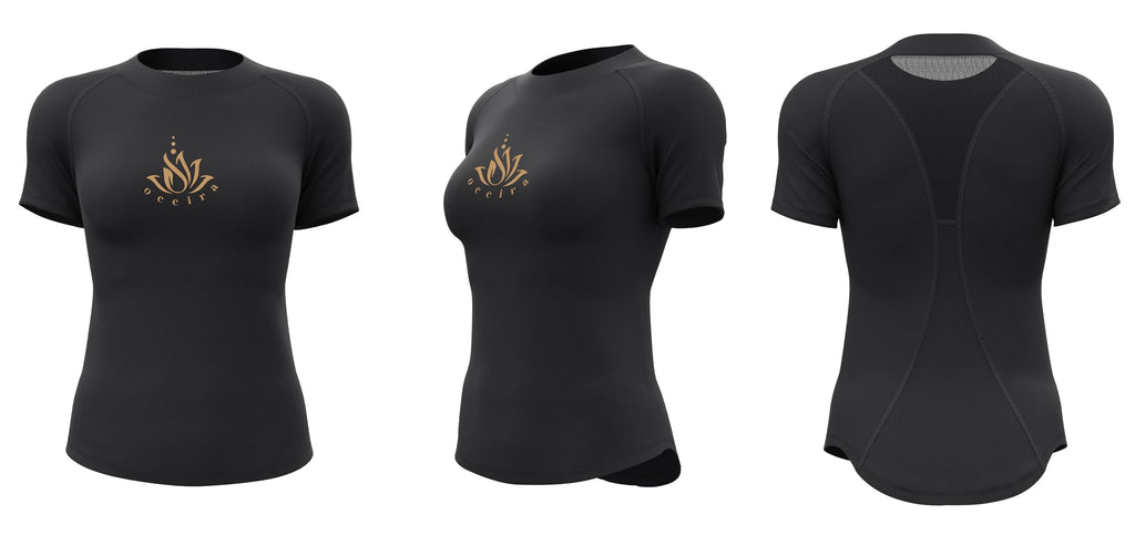 Women Activewear Gymwear Yoga Suit Athleisure Five Piece Set, T-Shirt, Jacket, Sports Bra, Leggings, Running Shorts