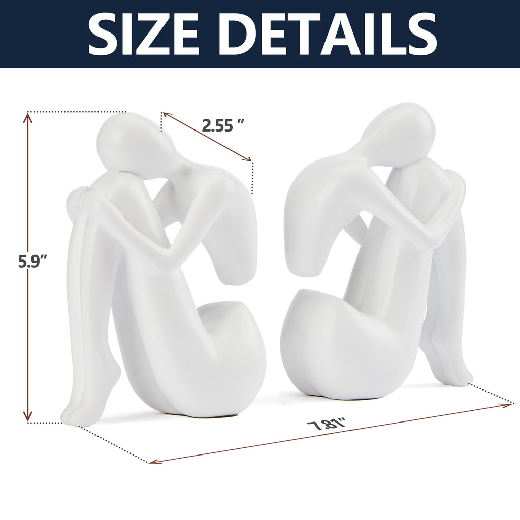 Black Decor Women Statue, Thinker Girl Sculptures, Modern Abstract Art Accents, Black Resin Collectible Figurines for Living Room Bedroom Bookshelf Coffe Table, Resin, 1Piece