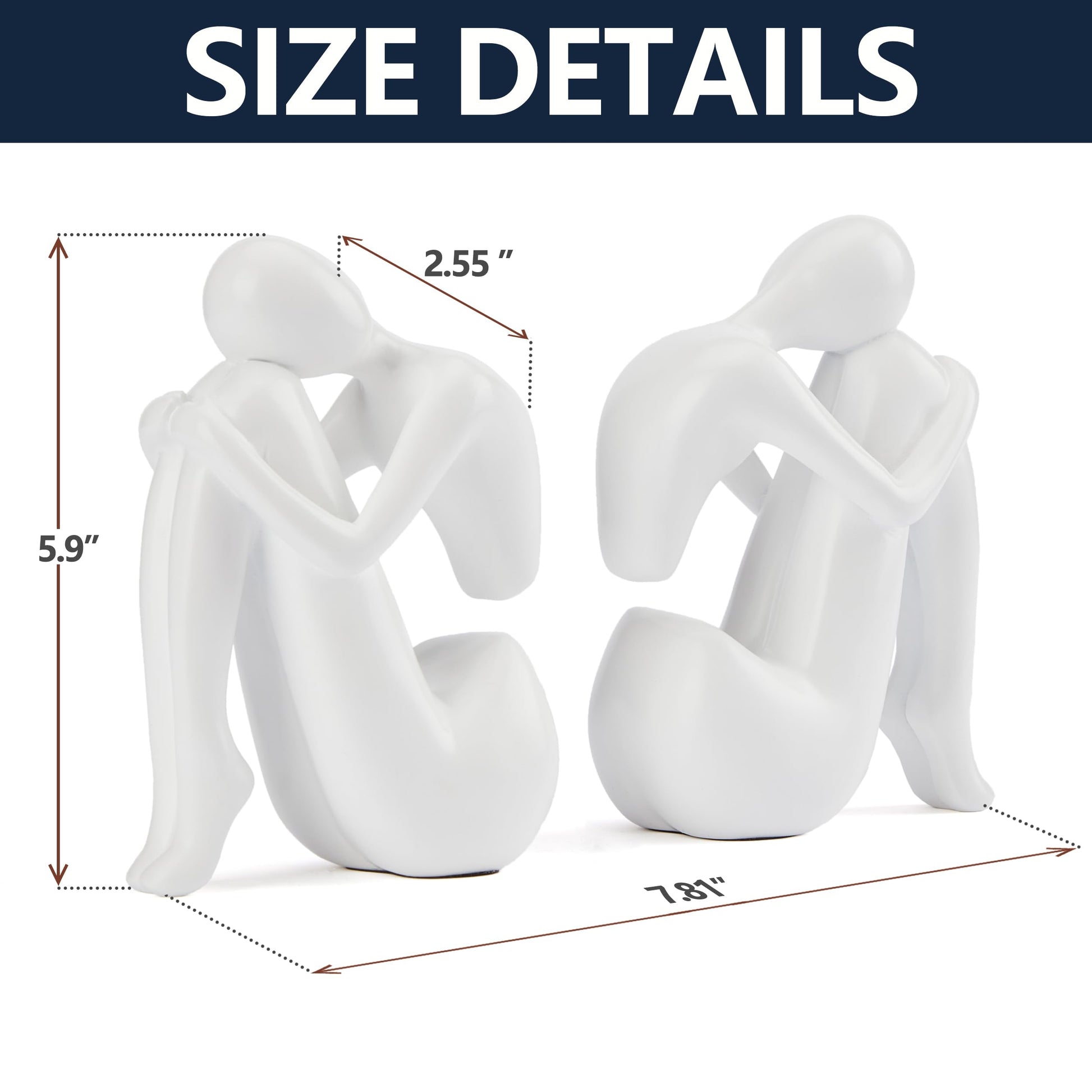 Black Decor Women Statue, Thinker Girl Sculptures, Modern Abstract Art Accents, Black Resin Collectible Figurines for Living Room Bedroom Bookshelf Coffe Table, Resin, 1Piece