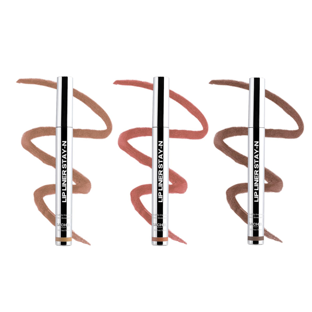 Sacheu Lip Liner STAY-N Peel Off Lip Stain — Long Lasting Matte Lip Tattoo Transfer Proof Lipstain Infused with Hyaluronic Acid & Vitamin E for All Skin Types — Vegan & Cruelty-Free, Deep Bundle