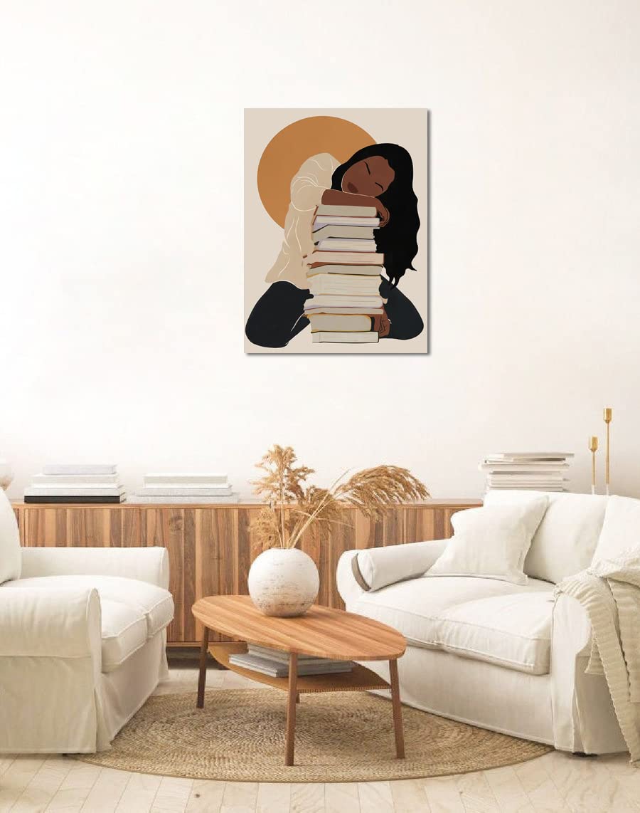 African American Boho Wall Art, Black Women Art Framed, Book Lover Art, Black Girl Canvas Print, African American Canvas Art Wall Decor, Woman Reading Book Art, African American Girl Boho Posters