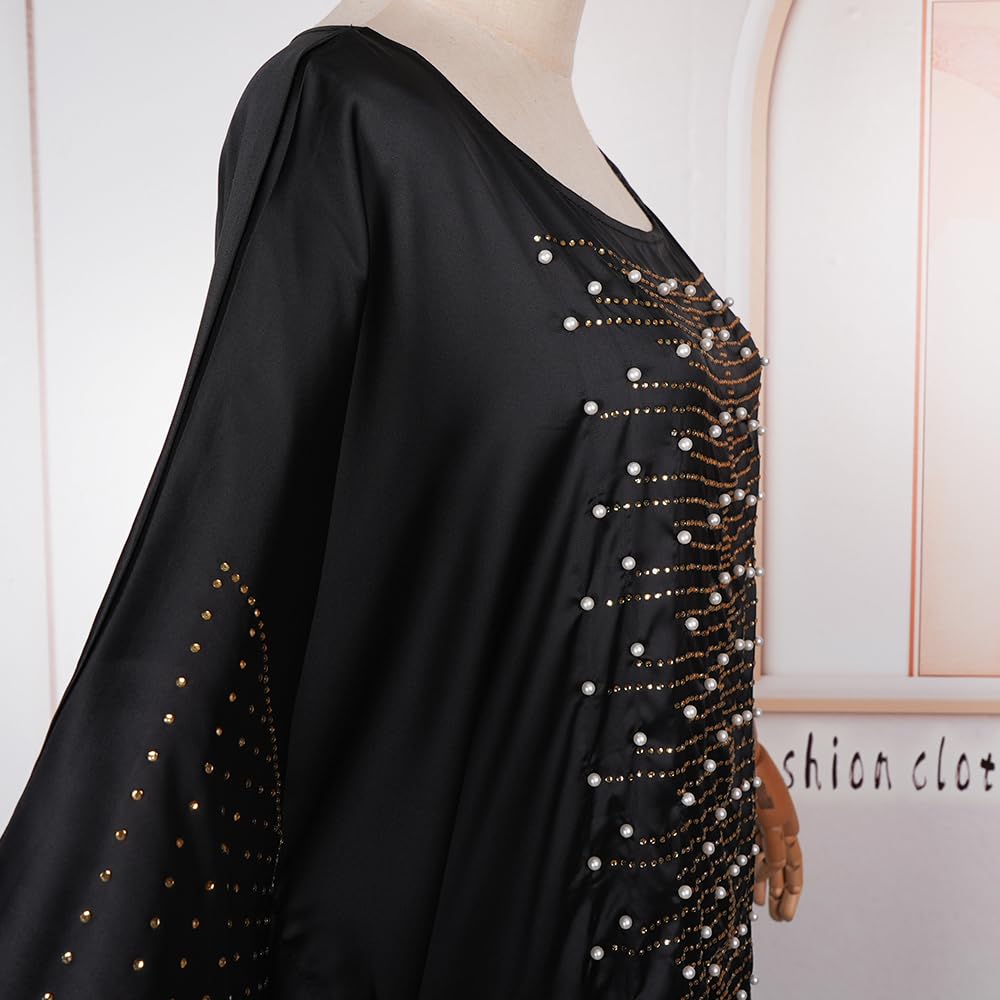HD African Dresses for Women Fashion Beading Rhinestone Kaftan Maxi Dress