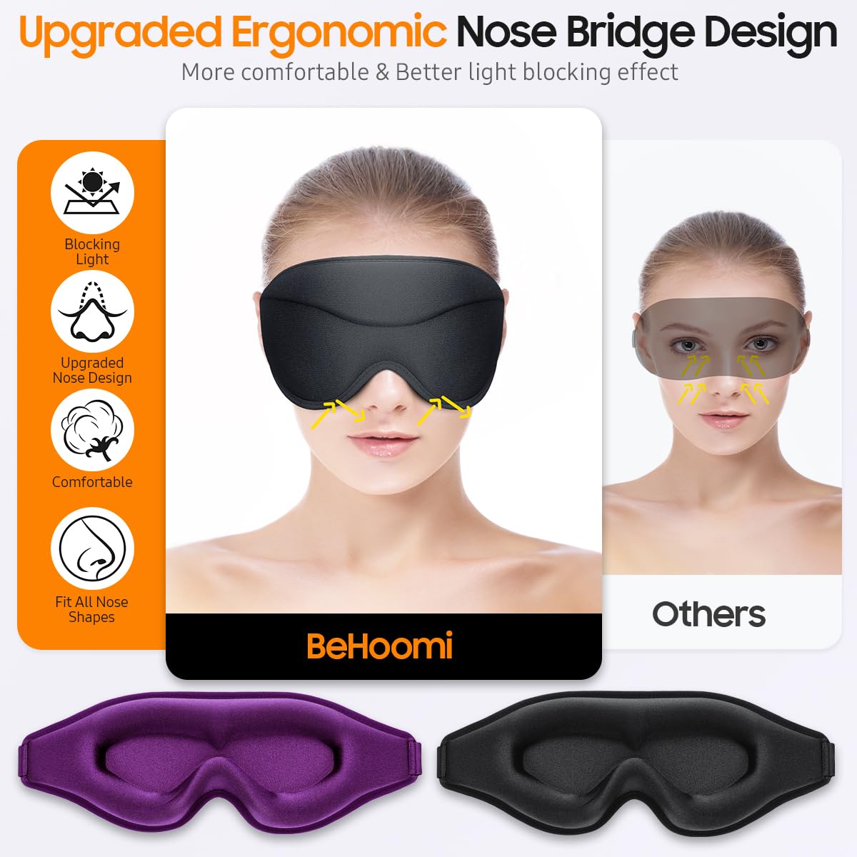 Sleep Mask, Premium Eye Mask for Sleeping, Total Blackout, Super Soft Comfort, Adjustable Fit, Upgraded 3D Ergonomic Designed Sleeping Mask for Home, Office, Travel, Meditation, Yoga, Pink