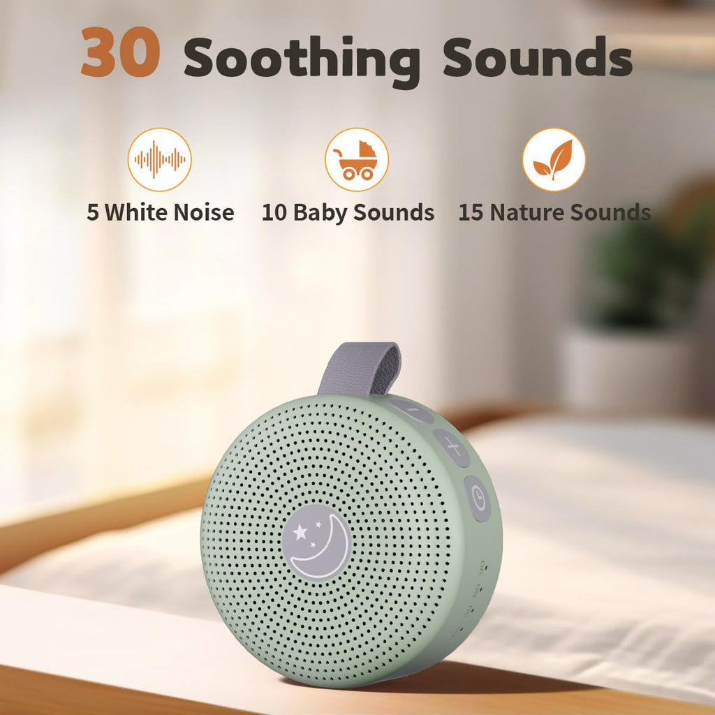 Mini Shushing Sound Machine Portable Baby White Noise Machine Brown Noise Machine 30 Soothing Sounds for Kids Adults Auto-Off Timer 32 Volume Levels Battery Sleep Machine for Home Office Privacy