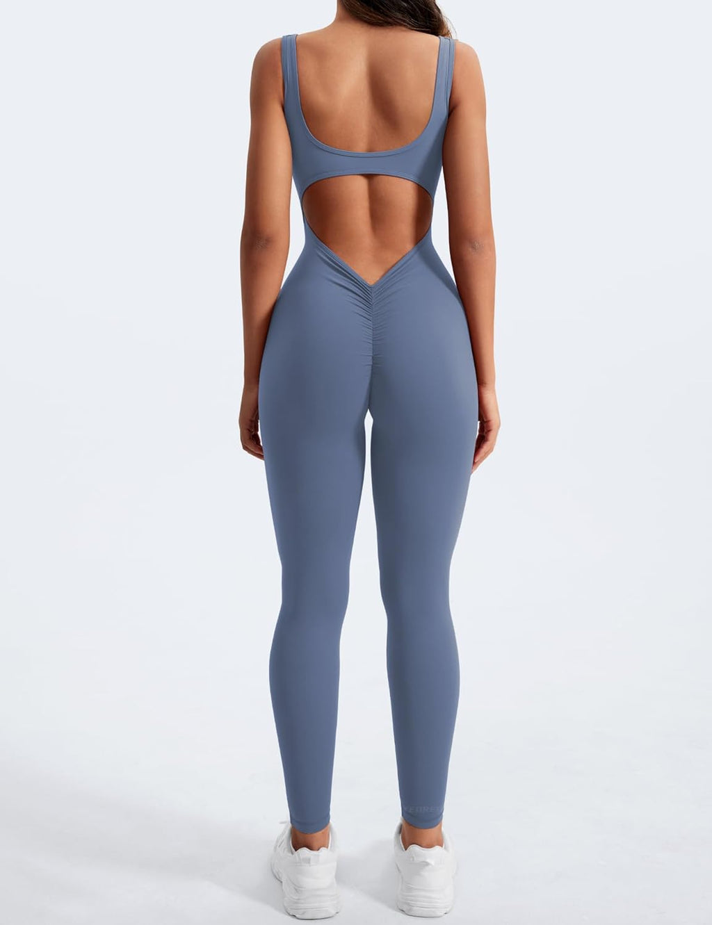 YEOREO Long Sleeve Jumpsuit for Women Workout V Back Bodysuit Lizvette Scrunch Leggings One Piece Romper Full Length Bodycon