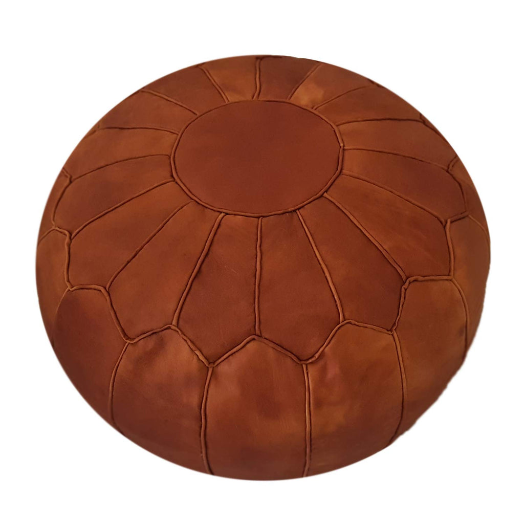 Fezcrafts Genuine Leather Moroccan Ottoman unstuffed Moroccan Pouf Footresf Livin Room Cocktail Seats Goatskin Tribal Bohemian Home Decor (Black)