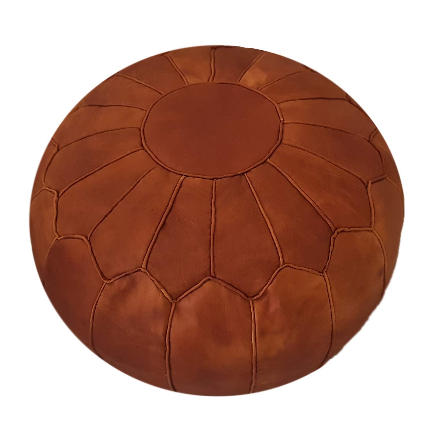 Fezcrafts Genuine Leather Moroccan Ottoman unstuffed Moroccan Pouf Footresf Livin Room Cocktail Seats Goatskin Tribal Bohemian Home Decor (Black)