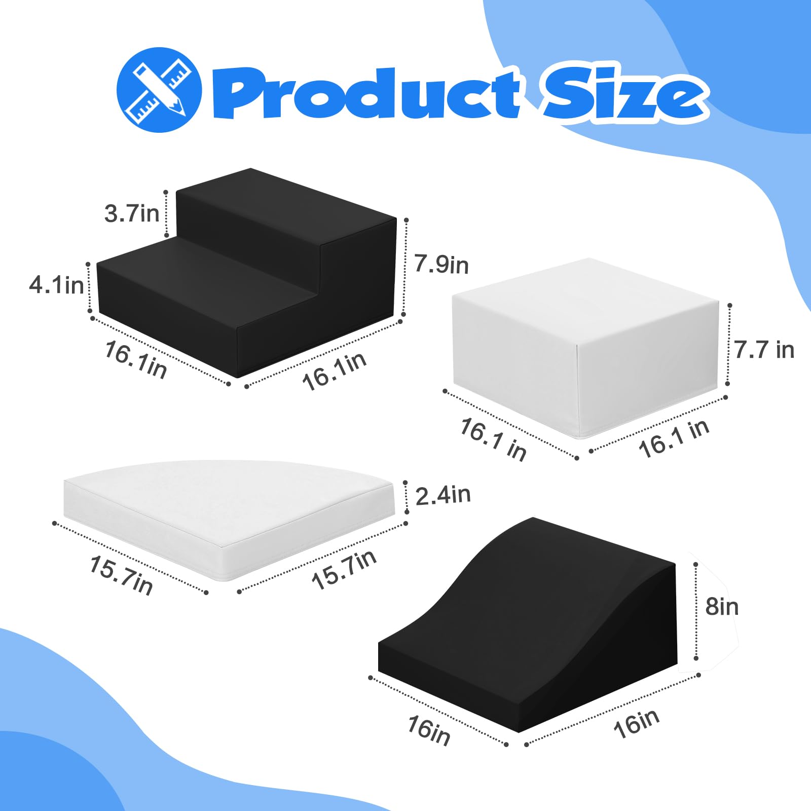 4-Piece Soft PU Leather Toddlers Climbing Toys, Baby Foam Climbing Blocks for Toddlers 3, Foam Play Gym Climbing Structures, Indoor Climb and Crawl Activity Play Set (White and Coffee)