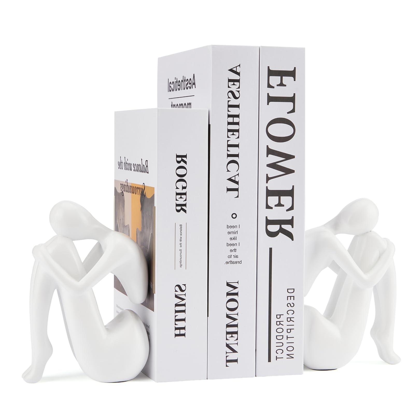 Black Decor Women Statue, Thinker Girl Sculptures, Modern Abstract Art Accents, Black Resin Collectible Figurines for Living Room Bedroom Bookshelf Coffe Table, Resin, 1Piece