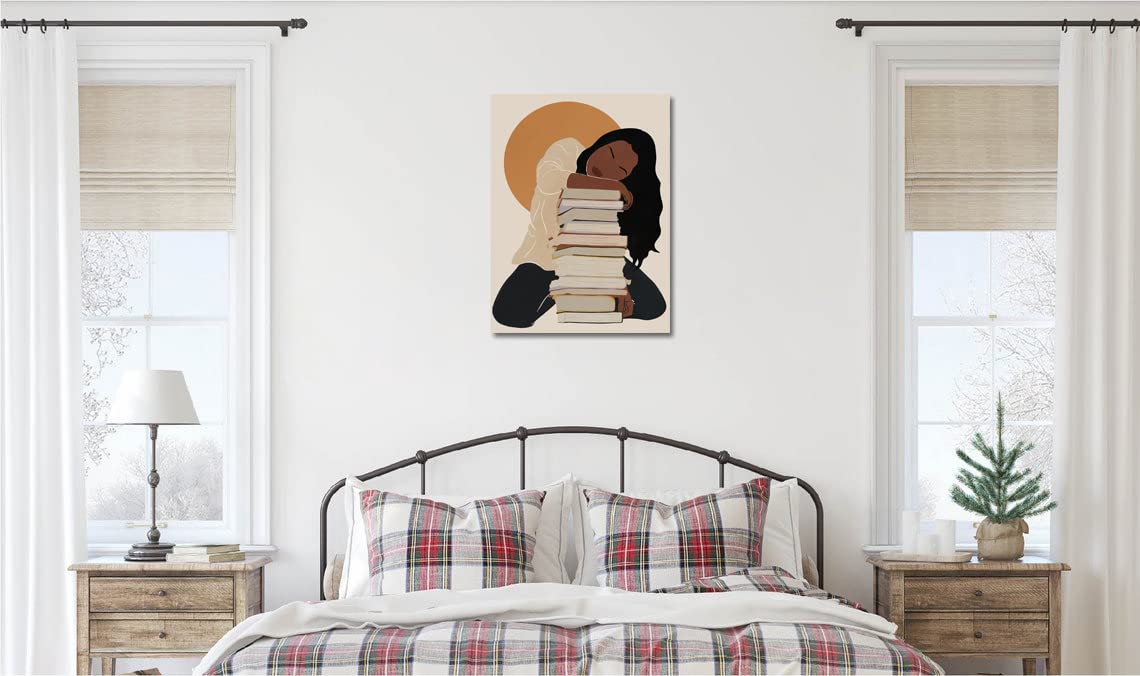 African American Boho Wall Art, Black Women Art Framed, Book Lover Art, Black Girl Canvas Print, African American Canvas Art Wall Decor, Woman Reading Book Art, African American Girl Boho Posters