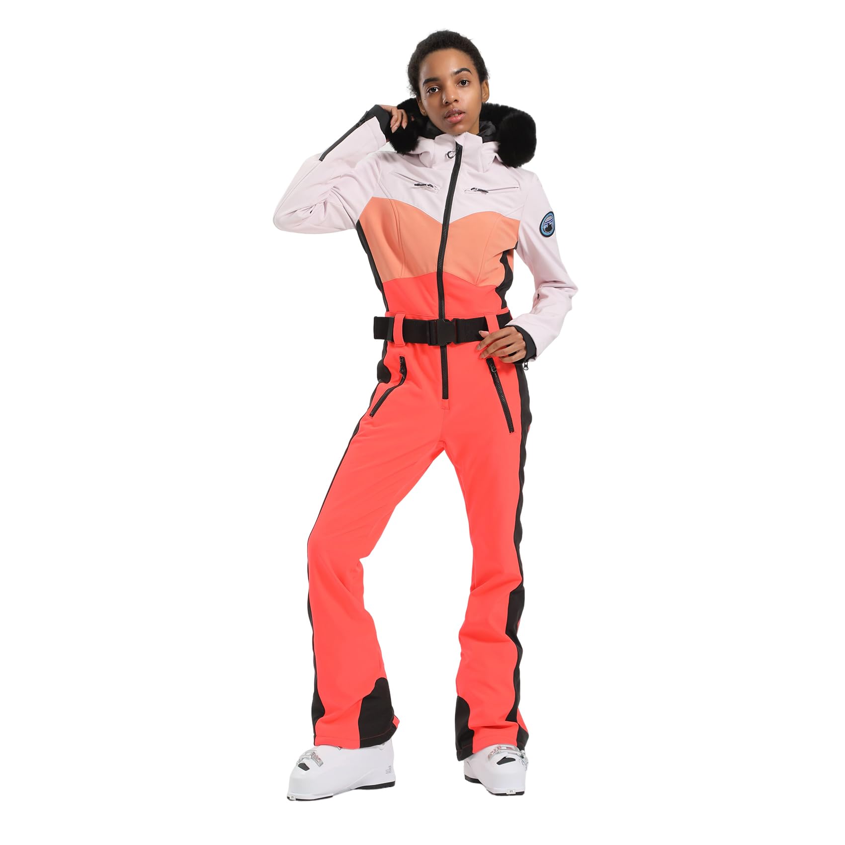 GSOU SNOW Womens Ski Suit One Piece Snowsuit Snowboard Slim Insulated Jumpsuit Jacket Waterproof Windproof for Outdoor Sports