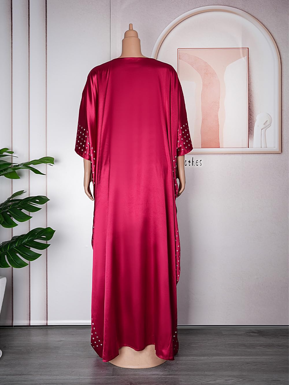HD African Dresses for Women Fashion Beading Rhinestone Kaftan Maxi Dress