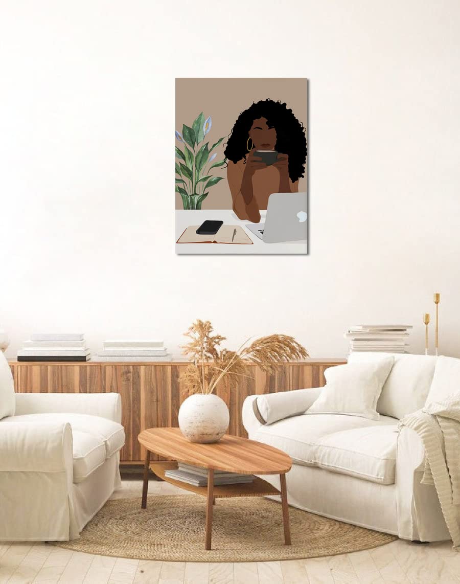African American Boho Wall Art, Black Women Art Framed, Book Lover Art, Black Girl Canvas Print, African American Canvas Art Wall Decor, Woman Reading Book Art, African American Girl Boho Posters