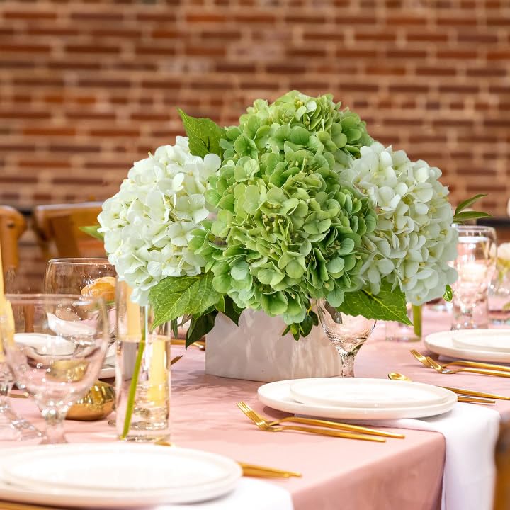 Light Blue Hydrangea Artificial Flowers,4Pcs 20" Real Touch Lifelike Silk Artificial Hydrangeas, Full Fake Flowers for Bouquet Table Centerpieces Spring Wedding Indoor Home