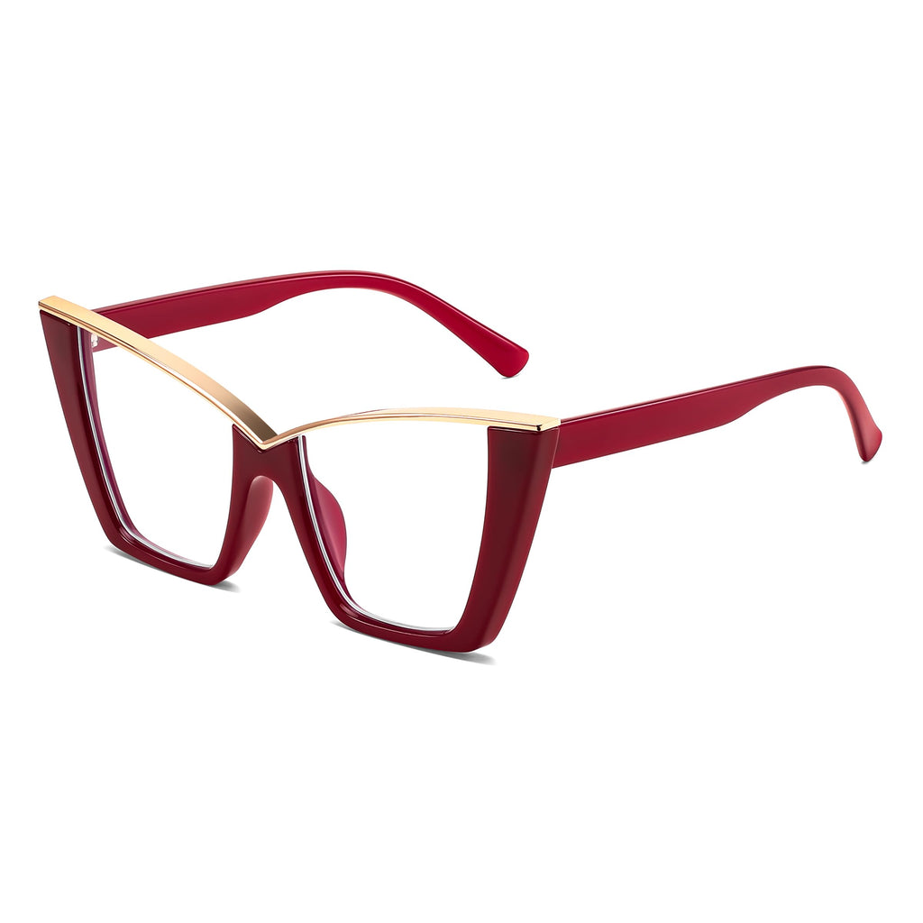 FEISEDY Fashion Cat Eye Blue Light Blocking Glasses for Women Fake Retro Eyeglasses Oversized Stylish Eyewear Frame B0240