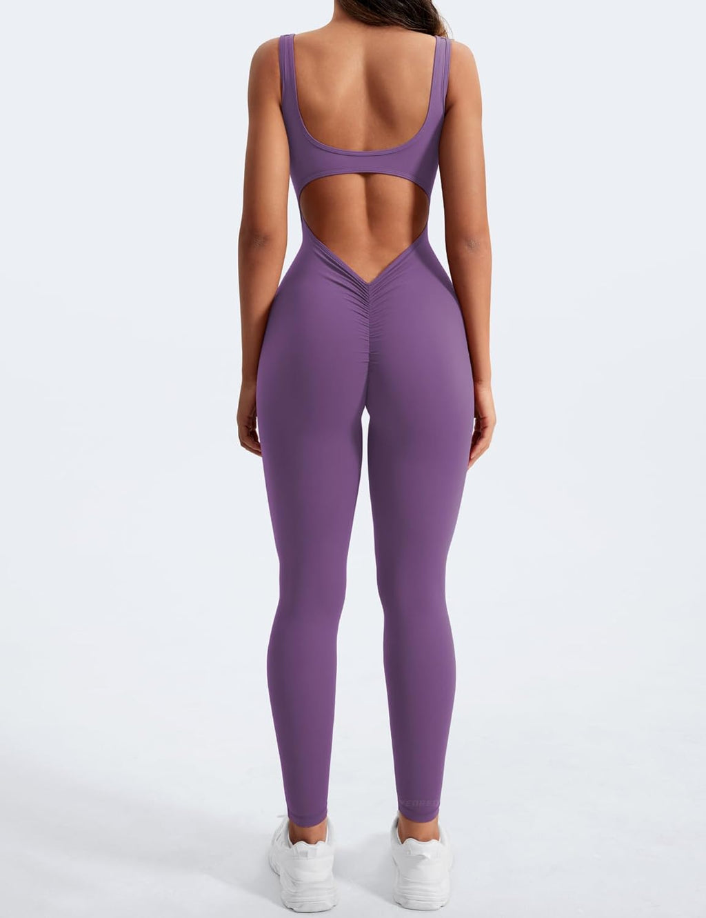 YEOREO Long Sleeve Jumpsuit for Women Workout V Back Bodysuit Lizvette Scrunch Leggings One Piece Romper Full Length Bodycon