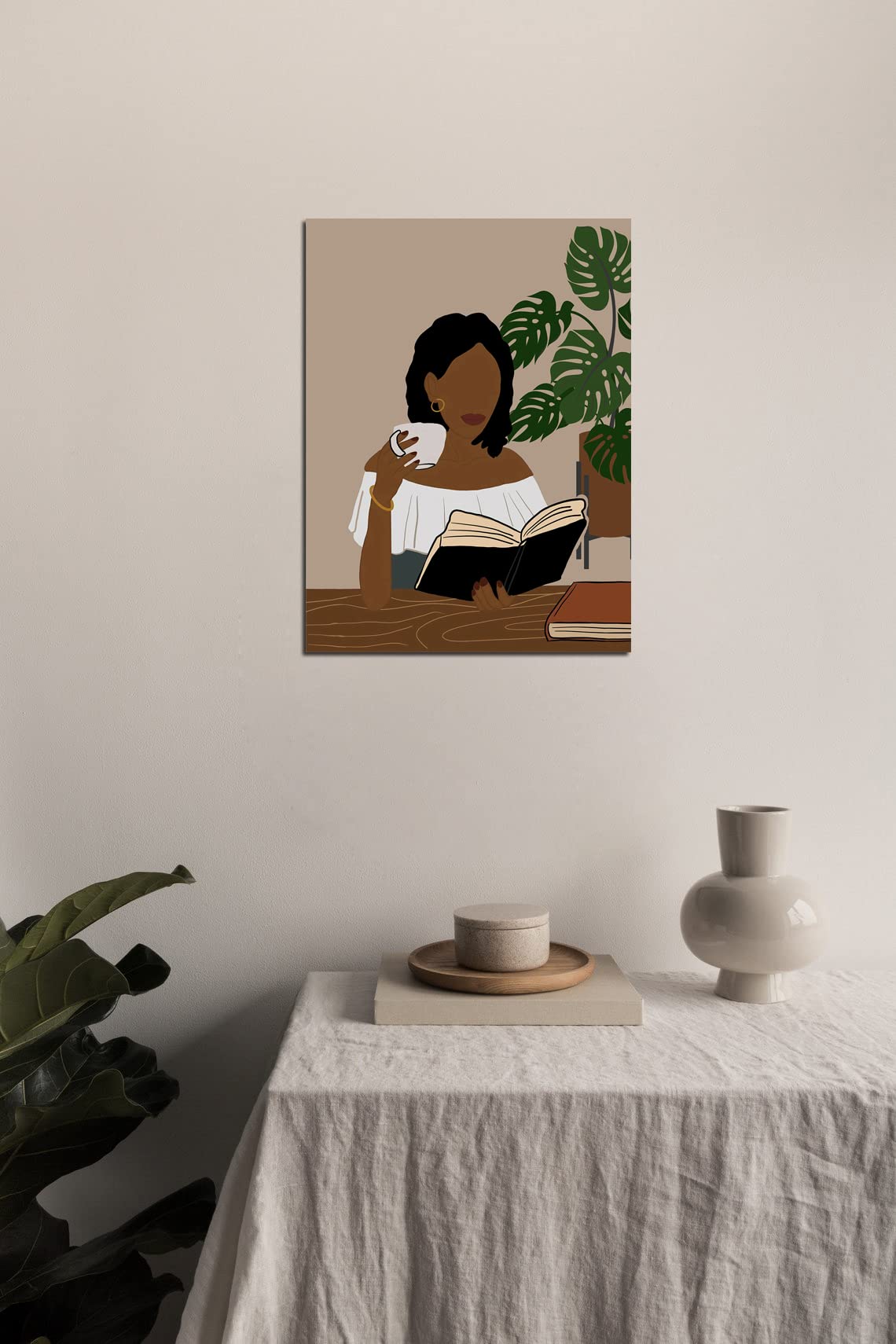 African American Boho Wall Art, Black Women Art Framed, Book Lover Art, Black Girl Canvas Print, African American Canvas Art Wall Decor, Woman Reading Book Art, African American Girl Boho Posters