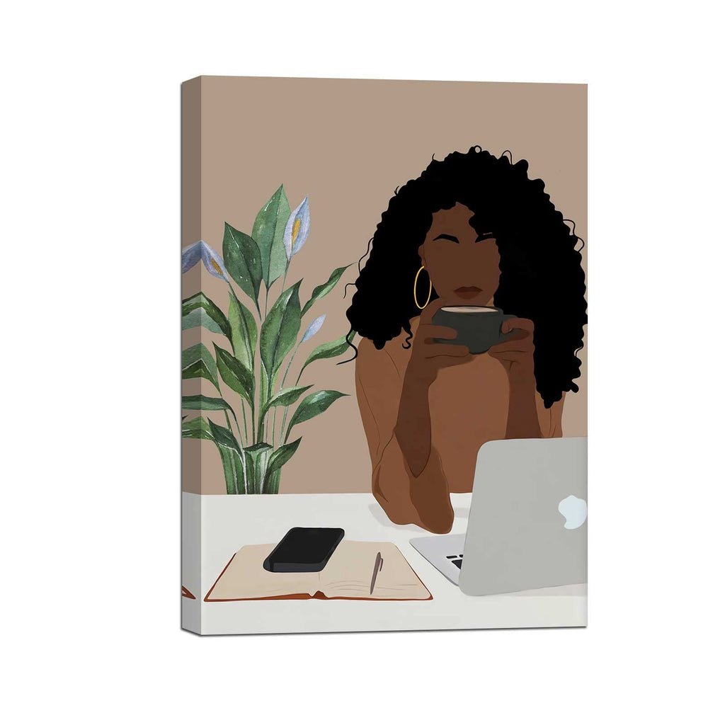 African American Boho Wall Art, Black Women Art Framed, Book Lover Art, Black Girl Canvas Print, African American Canvas Art Wall Decor, Woman Reading Book Art, African American Girl Boho Posters
