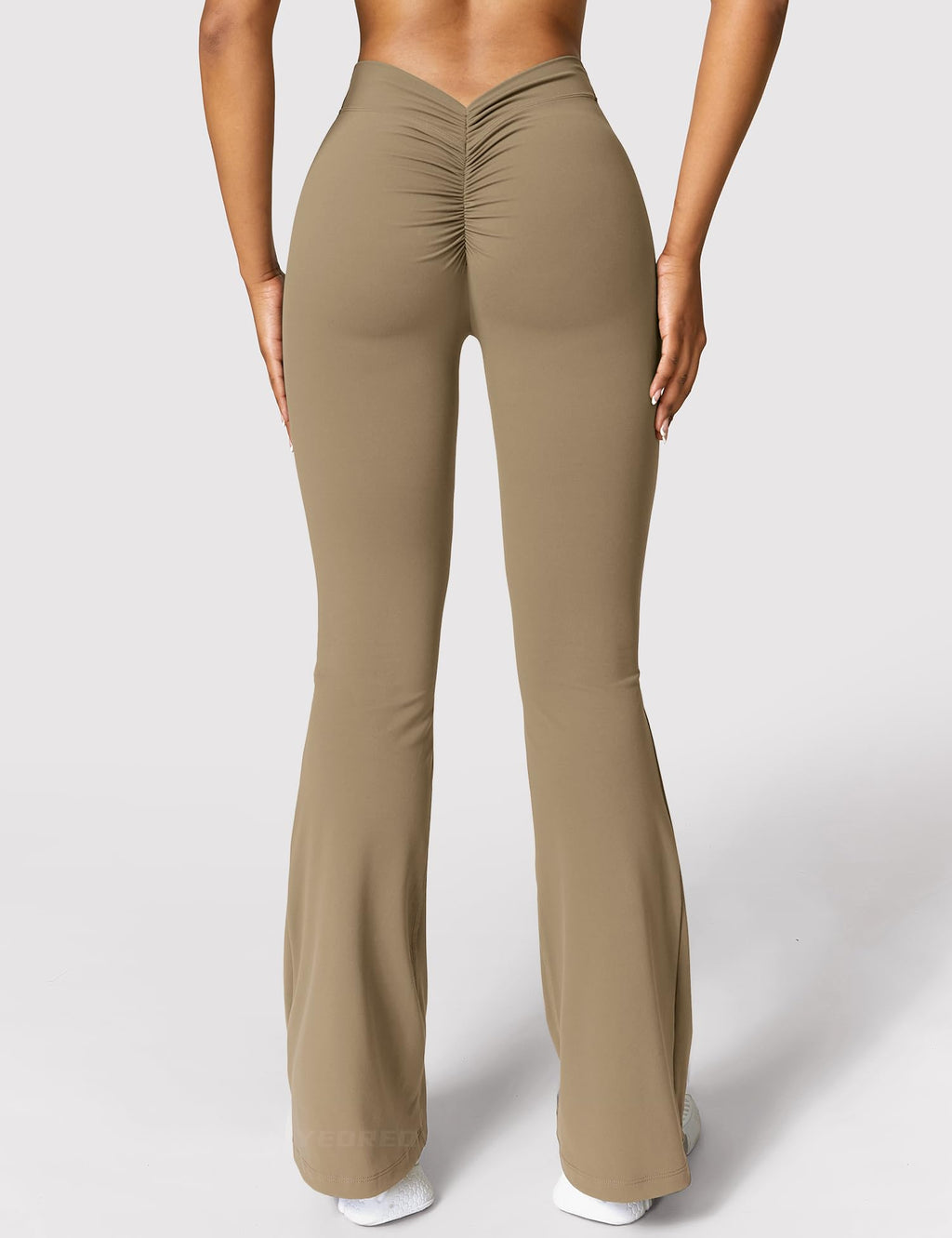 YEOREO Scrunch Flare Leggings Daze V Back Butt Lifting Wide Leg High Waist 31.5" Gym Workout Yoga Pants