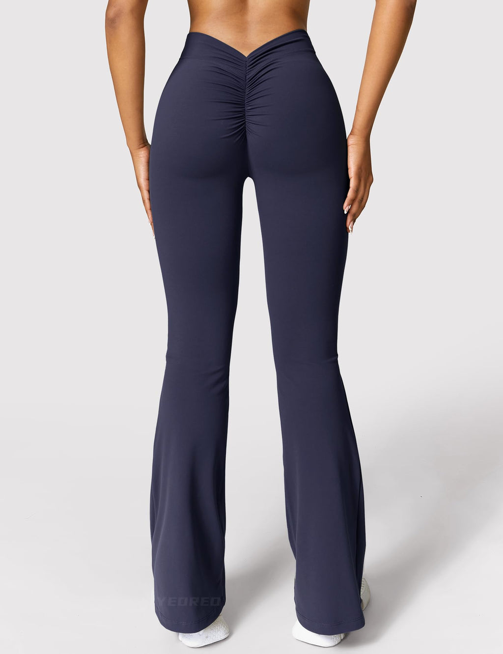 YEOREO Scrunch Flare Leggings Daze V Back Butt Lifting Wide Leg High Waist 31.5" Gym Workout Yoga Pants