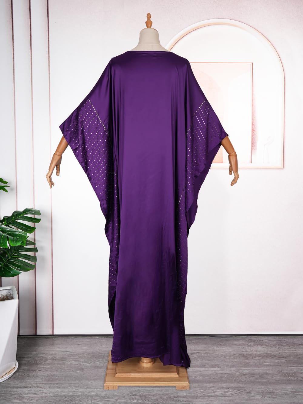 HD African Dresses for Women Fashion Beading Rhinestone Kaftan Maxi Dress