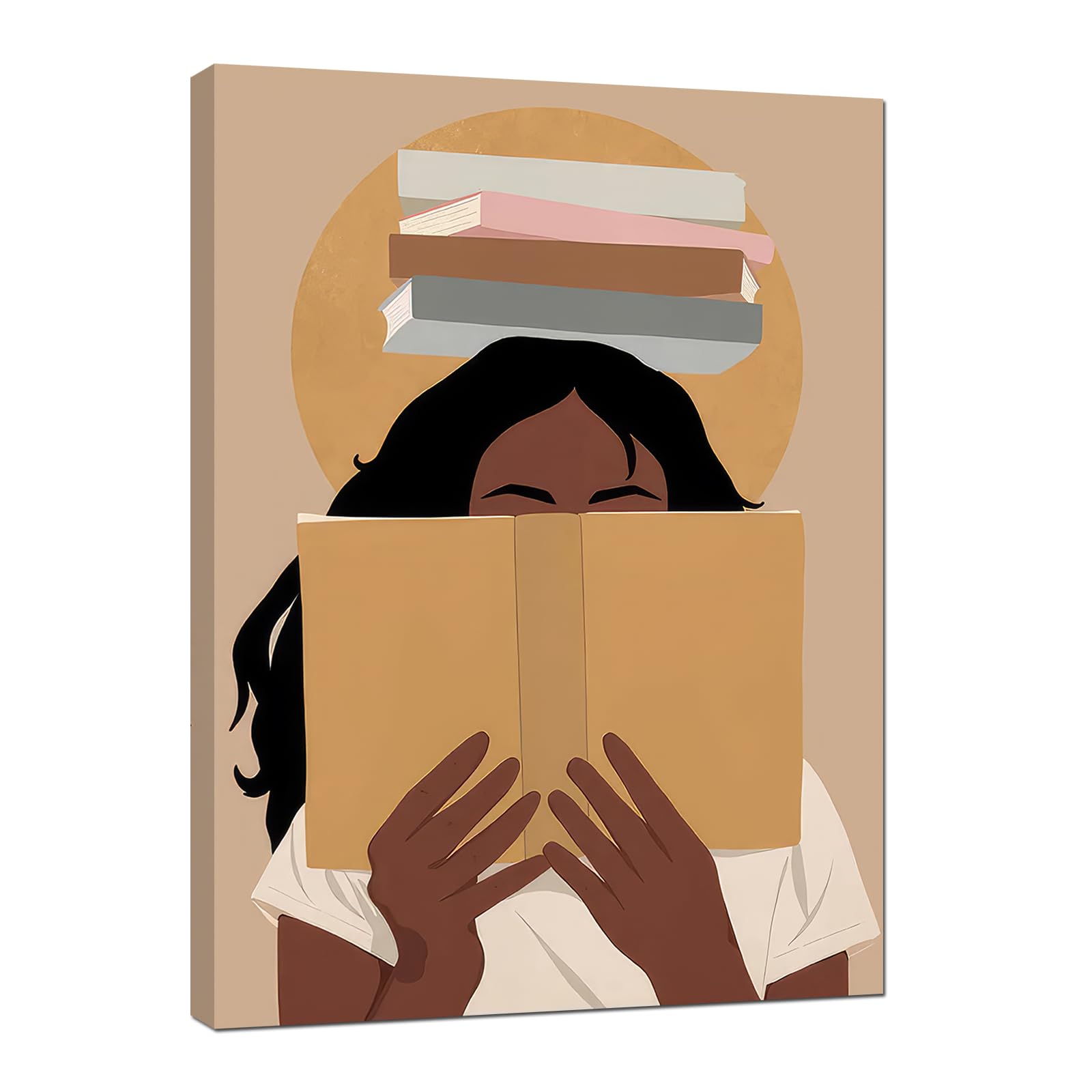 African American Boho Wall Art, Black Women Art Framed, Book Lover Art, Black Girl Canvas Print, African American Canvas Art Wall Decor, Woman Reading Book Art, African American Girl Boho Posters