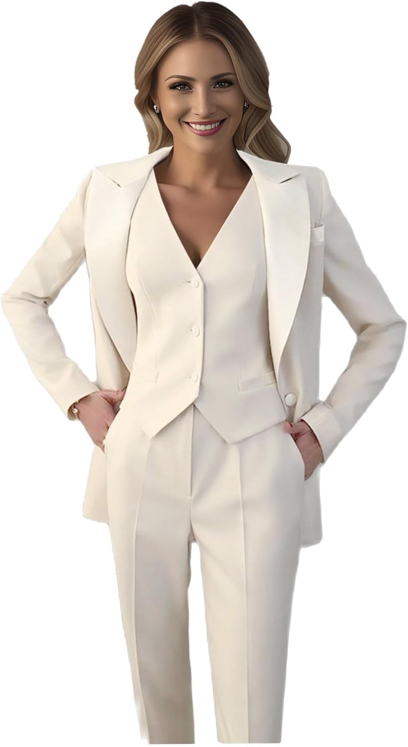 Women's Suiting Pantsuit Business Casual Outfits Women Work Office Pant Suits for Women 3 Piece Set