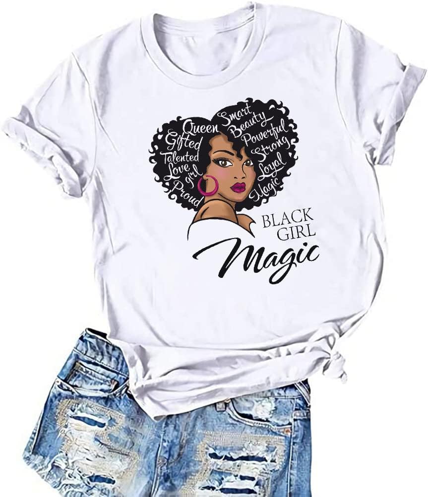 Black History Graphic tees Plus Size Women Tops Magic Fashion Afro American Natural Hair Vintage Melanin T-Shirts