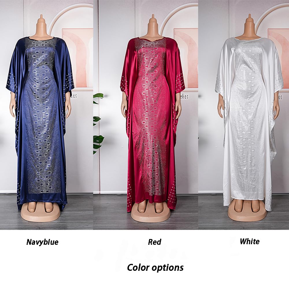 HD African Dresses for Women Fashion Beading Rhinestone Kaftan Maxi Dress